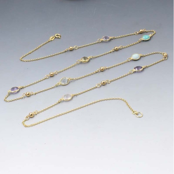 Long Multi Gemstone Station Necklace